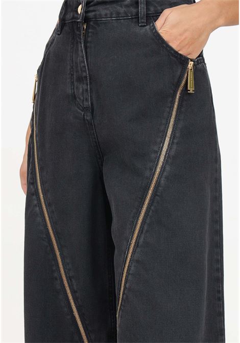 Jeans in denim nero da donna a gamba larga ELISABETTA FRANCHI | PJ69N46E2110